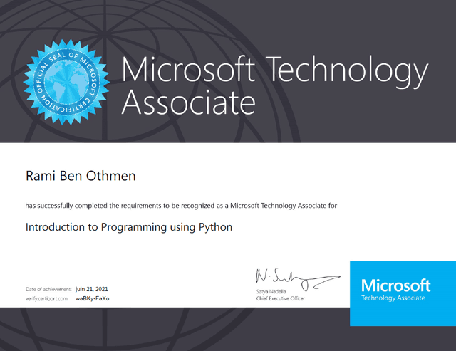 MTA: Python Programming Fundamentals certificate